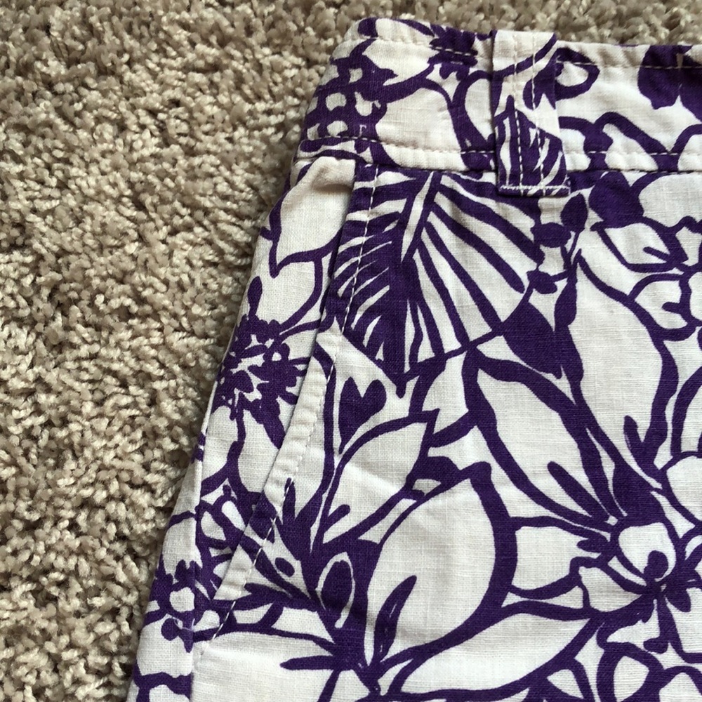 New York & Company Purple and white linen shorts - Picture 6 of 7